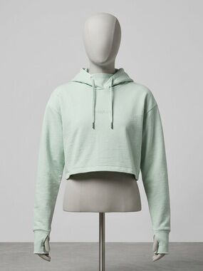 Oakley Women' Mint Green Cropped Hoodie-Sweatshirt Size M Thumbholes & Back Vent